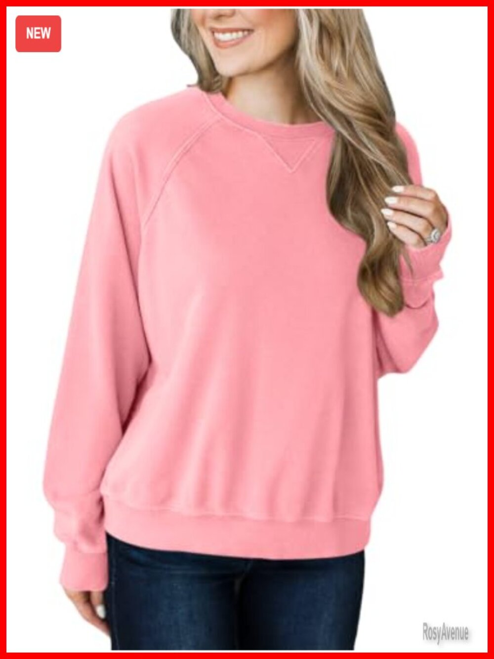 Women's Crewneck Sweatshirt Light Fleece Raglan Sleeve Loose Fit Pullover